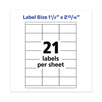 Avery Copier Mailing Labels, Copiers, 1.5 x 2.81, White, 21-Sheet, 100 Sheets-Box 05360