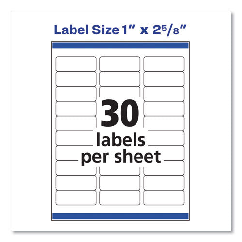 Avery Easy Peel White Address Labels w- Sure Feed Technology, Laser Printers, 1 x 2.63, White, 30-Sheet, 250 Sheets-Pack 05960