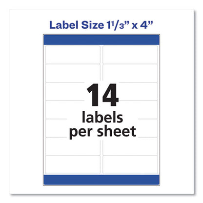 Avery Easy Peel White Address Labels w- Sure Feed Technology, Laser Printers, 1.33 x 4, White, 14-Sheet, 250 Sheets-Box 05962
