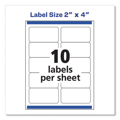 Avery Shipping Labels w- TrueBlock Technology, Laser Printers, 2 x 4, White, 10-Sheet, 250 Sheets-Box 05963