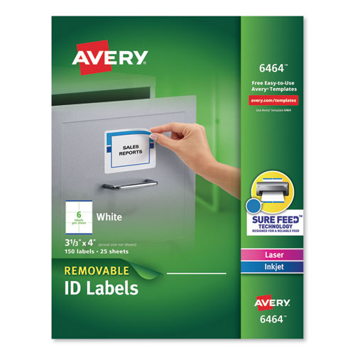 Avery Removable Multi-Use Labels, Inkjet-Laser Printers, 3.33 x 4, White, 6-Sheet, 25 Sheets-Pack 06464