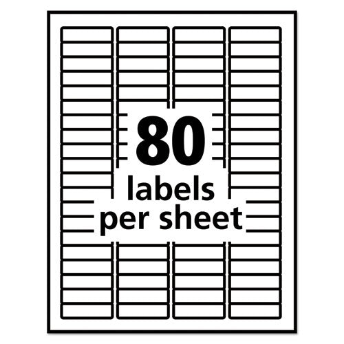 Avery Removable Multi-Use Labels, Inkjet-Laser Printers, 0.5 x 1.75, White, 80-Sheet, 25 Sheets-Pack 06467