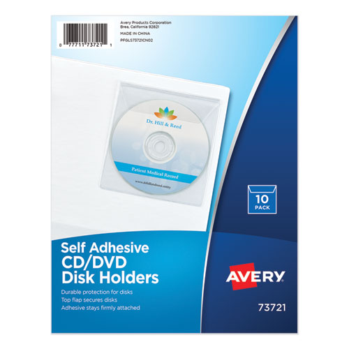 Avery Self-Adhesive Media Pockets, 10-Pack 73721