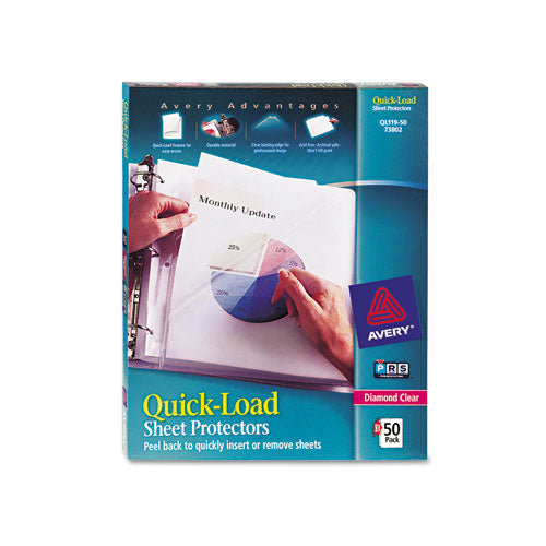 Avery Quick Top and Side Loading Sheet Protectors, Letter, Diamond Clear, 50-Box 73802