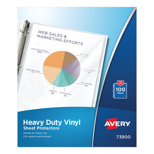 Avery Top-Load Vinyl Sheet Protectors, Heavy Gauge, Letter, Clear, 100-Box 73900
