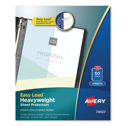 Avery Top-Load Poly Sheet Protectors, Heavy Gauge, Letter, Nonglare, 50-Box 74107