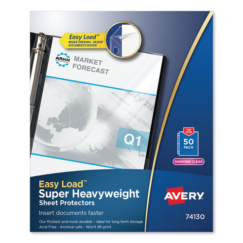 Avery Top-Load Poly Sheet Protector, Super Heavy Gauge, Letter, Diamond Clear, 50-Box 74130