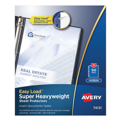 Avery Top-Load Poly Sheet Protectors, Super Heavy Gauge, Letter, Nonglare, 50-Box 74131