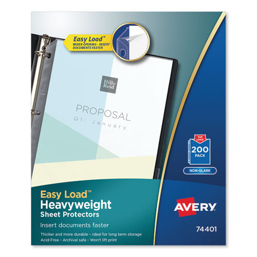 Avery Top-Load Poly Sheet Protectors, Heavyweight, Letter, Nonglare, 200-Box 74401