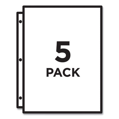 Avery Binder Pockets, 3-Hole Punched, 9 1-4 x 11, Clear, 5-Pack 75243