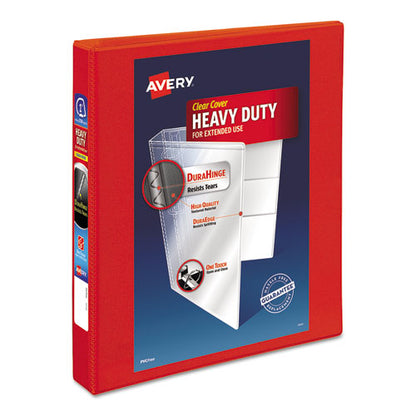 Avery Heavy-Duty View Binder with DuraHinge and One Touch EZD Rings, 3 Rings, 1.5" Capacity, 11 x 8.5, Red 79171