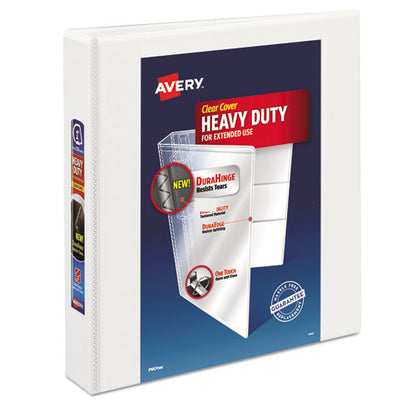 Avery Heavy-Duty View Binder with DuraHinge and One Touch EZD Rings, 3 Rings, 1.5" Capacity, 11 x 8.5, White 79195