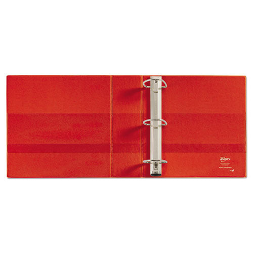 Avery Heavy-Duty View Binder with DuraHinge and Locking One Touch EZD Rings, 3 Rings, 3" Capacity, 11 x 8.5, Red 79325