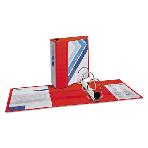 Avery Heavy-Duty View Binder with DuraHinge and Locking One Touch EZD Rings, 3 Rings, 5" Capacity, 11 x 8.5, Red 79327