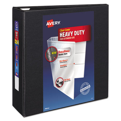 Avery Heavy-Duty View Binder with DuraHinge and Locking One Touch EZD Rings, 3 Rings, 4" Capacity, 11 x 8.5, Black 79604
