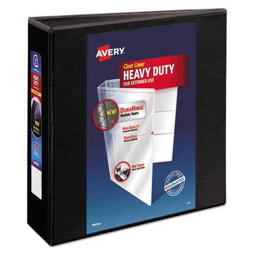 Avery Heavy-Duty View Binder with DuraHinge and Locking One Touch EZD Rings, 3 Rings, 3" Capacity, 11 x 8.5, Black 79693
