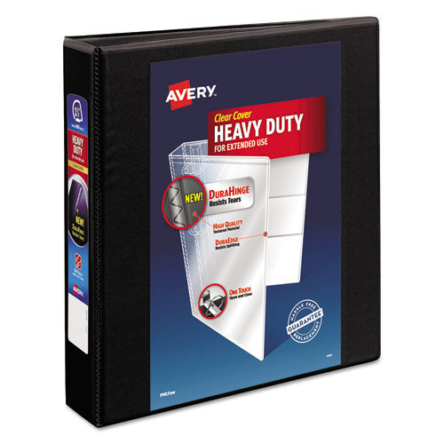 Avery Heavy-Duty View Binder with DuraHinge and One Touch EZD Rings, 3 Rings, 1.5" Capacity, 11 x 8.5, Black 79695