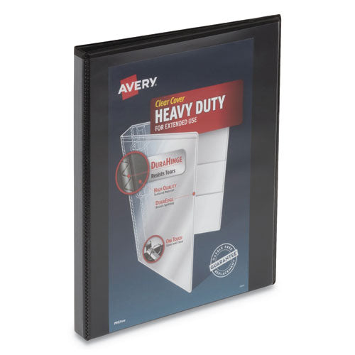 Avery Heavy-Duty View Binder with DuraHinge and One Touch Slant Rings, 3 Rings, 0.5" Capacity, 11 x 8.5, Black 79766