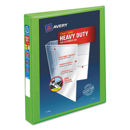 Avery Heavy-Duty View Binder with DuraHinge and One Touch EZD Rings, 3 Rings, 1" Capacity, 11 x 8.5, Chartreuse 79770