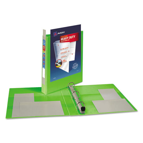 Avery Heavy-Duty View Binder with DuraHinge and One Touch EZD Rings, 3 Rings, 1" Capacity, 11 x 8.5, Chartreuse 79770