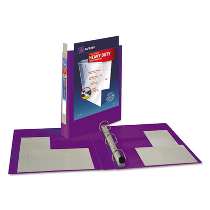 Avery Heavy-Duty View Binder with DuraHinge and One Touch EZD Rings, 3 Rings, 1" Capacity, 11 x 8.5, Purple 79771