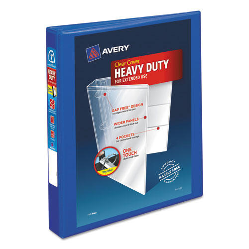 Avery Heavy-Duty View Binder with DuraHinge and One Touch EZD Rings, 3 Rings, 1" Capacity, 11 x 8.5, Pacific Blue 79772