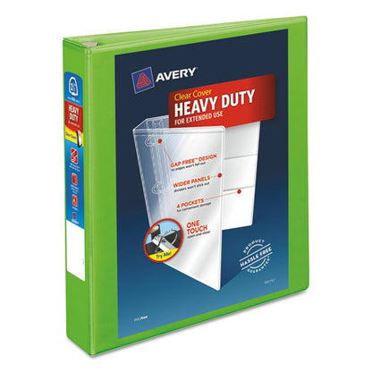 Avery Heavy-Duty View Binder with DuraHinge and One Touch EZD Rings, 3 Rings, 1.5" Capacity, 11 x 8.5, Chartreuse 79773