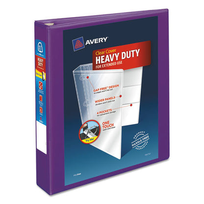 Avery Heavy-Duty View Binder with DuraHinge and One Touch EZD Rings, 3 Rings, 1.5" Capacity, 11 x 8.5, Purple 79774