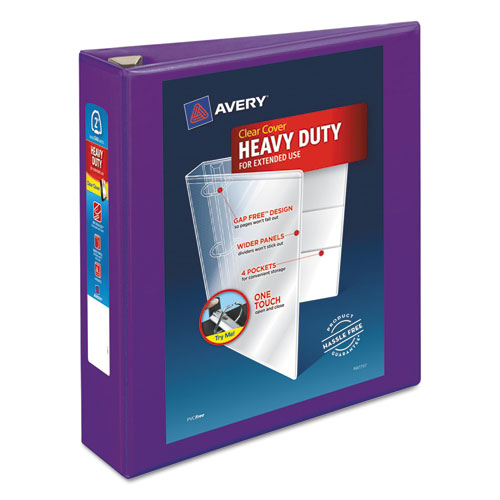 Avery Heavy-Duty View Binder with DuraHinge and One Touch EZD Rings, 3 Rings, 2" Capacity, 11 x 8.5, Purple 79777