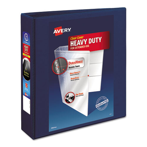 Avery Heavy-Duty View Binder with DuraHinge and One Touch EZD Rings, 3 Rings, 2" Capacity, 11 x 8.5, Navy Blue 79802