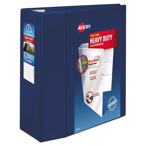 Avery Heavy-Duty View Binder with DuraHinge and Locking One Touch EZD Rings, 3 Rings, 5" Capacity, 11 x 8.5, Navy Blue 79806