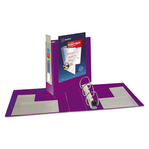 Avery Heavy-Duty View Binder with DuraHinge and Locking One Touch EZD Rings, 3 Rings, 3" Capacity, 11 x 8.5, Purple 79810