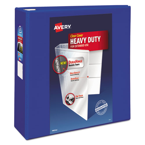 Avery Heavy-Duty View Binder with DuraHinge and Locking One Touch EZD Rings, 3 Rings, 4" Capacity, 11 x 8.5, Pacific Blue 79814