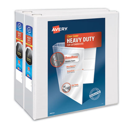 Avery Heavy-Duty Non Stick View Binder with DuraHinge and Slant Rings, 3 Rings, 4" Capacity, 11 x 8.5, White, 2-Pack 79875