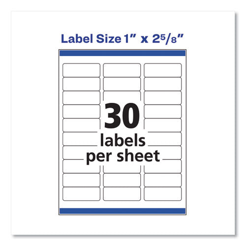 Avery Easy Peel White Address Labels w- Sure Feed Technology, Inkjet Printers, 1 x 2.63, White, 30-Sheet, 100 Sheets-Box 08460