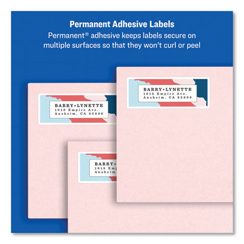 Avery Easy Peel White Address Labels w- Sure Feed Technology, Inkjet Printers, 1 x 4, White, 20-Sheet, 100 Sheets-Box 08461