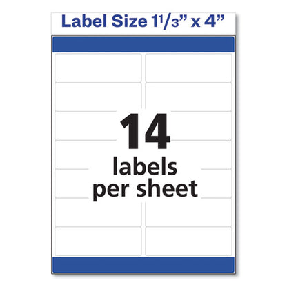 Avery Easy Peel White Address Labels w- Sure Feed Technology, Inkjet Printers, 1.33 x 4, White, 14-Sheet, 100 Sheets-Box 08462