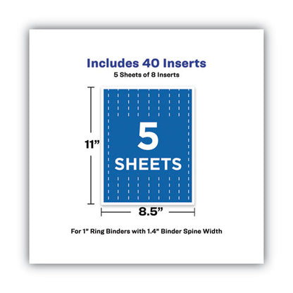 Avery Binder Spine Inserts, 1" Spine Width, 8 Inserts-Sheet, 5 Sheets-Pack 89103