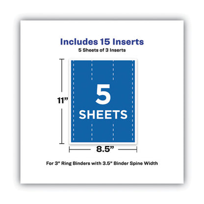 Avery Binder Spine Inserts, 3" Spine Width, 3 Inserts-Sheet, 5 Sheets-Pack 89109