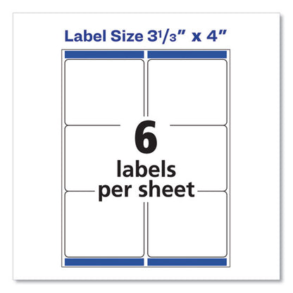 Avery Shipping Labels w- TrueBlock Technology, Inkjet-Laser Printers, 3.33 x 4, White, 6-Sheet, 500 Sheets-Box 95905