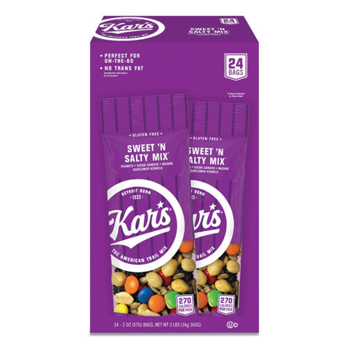 Kar's Nuts Caddy, Sweet 'N Salty Mix, 2 oz Packets, 24-Box KAR08387