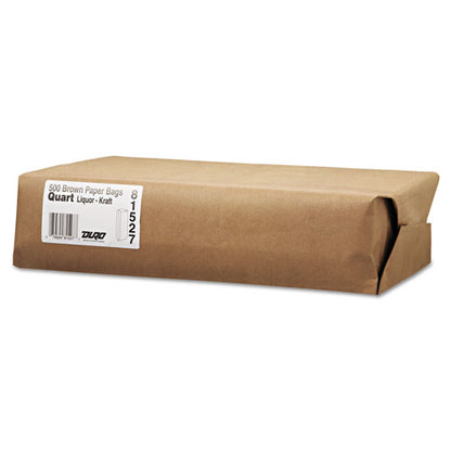 General Liquor-Takeout Quart-Sized Paper Bags, 35 lbs Capacity, Quart, 4.25"w x 2.5"d x 16"h, Kraft, 500 Bags 40036