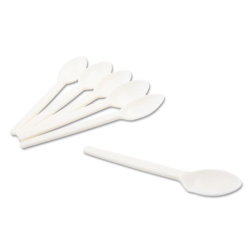 Conserve Corn Starch Cutlery, Spoon, White, 100-Pack 10232