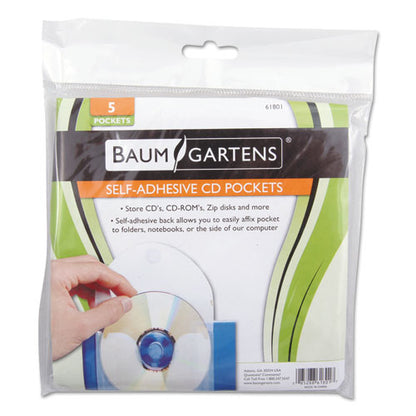 Baumgartens CD Pocket, Clear-White, 5-Pack BAU61801