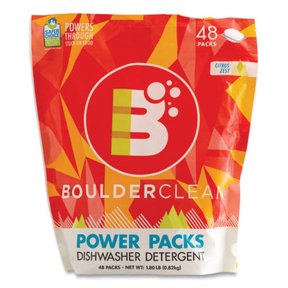 Boulder Clean Dishwasher Detergent Power Packs, Citrus Zest, 48 Tab Pouch, 6-Carton 003663CT