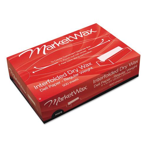 Bagcraft MarketWax Interfolded Dry Wax Deli Paper, 8 x 10.75, White, 500-Box, 12 Boxes-Carton P011008