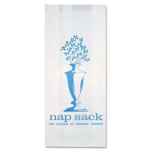 Bagcraft Nap Sack Sanitary Disposal Bags, 4" x 9", White, 1,000-Carton 300314