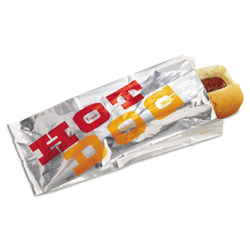 Bagcraft Foil Single-Serve Bags, 3.5" x 8.5", White-"Hot Dog", 1,000-Carton BGC 300455