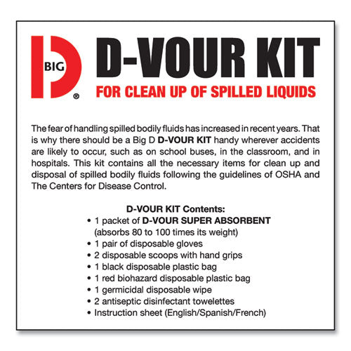 Big D Industries D'vour Clean-up Kit, Powder, All Inclusive Kit, 6-Carton 016900