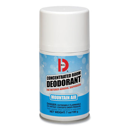 Big D Industries Metered Concentrated Room Deodorant, Mountain Air Scent, 7 oz Aerosol Spray, 12-Carton 046300
